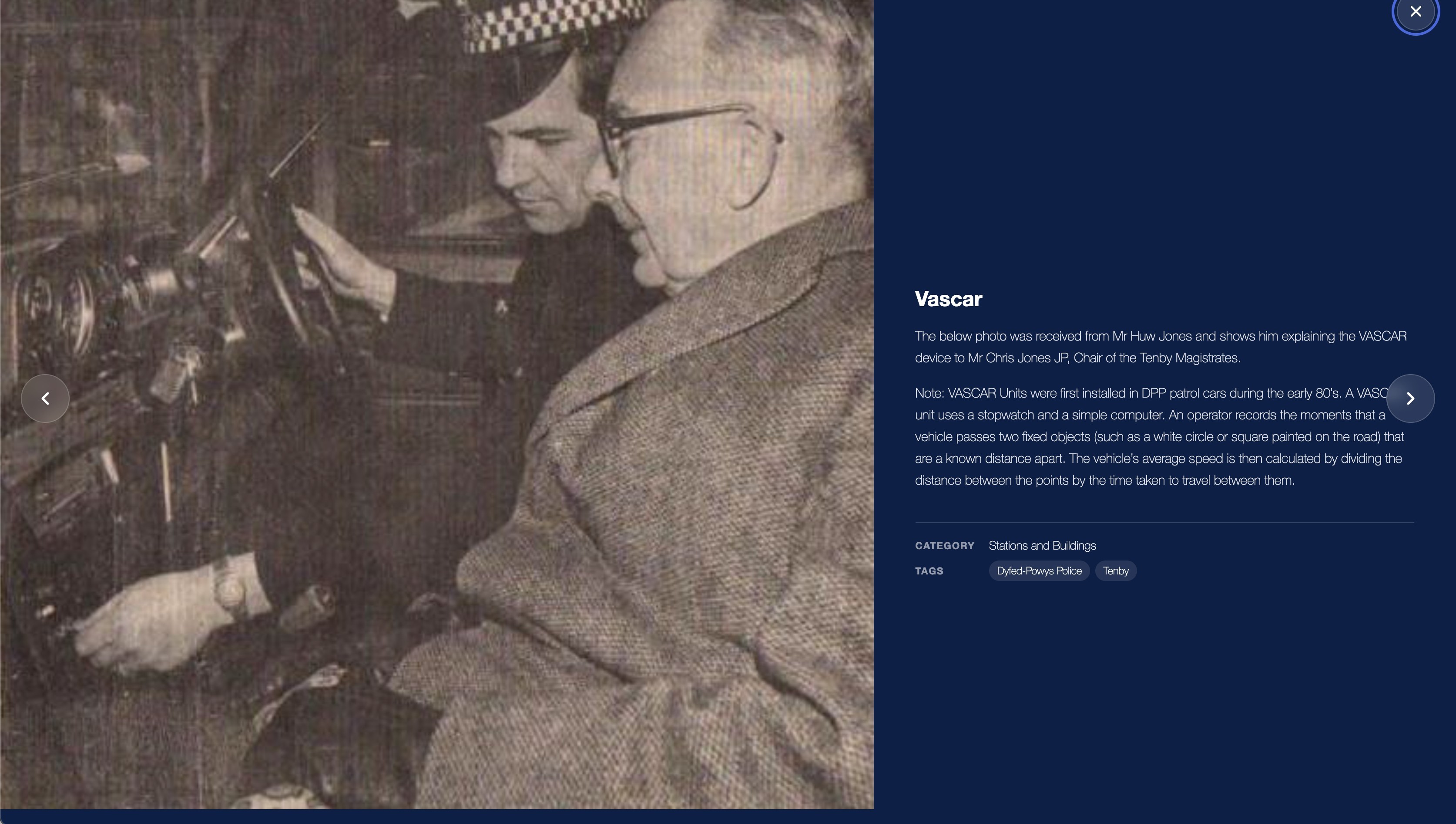 The lightbox view used in the new Dyfed Powys NARPO photo archive
