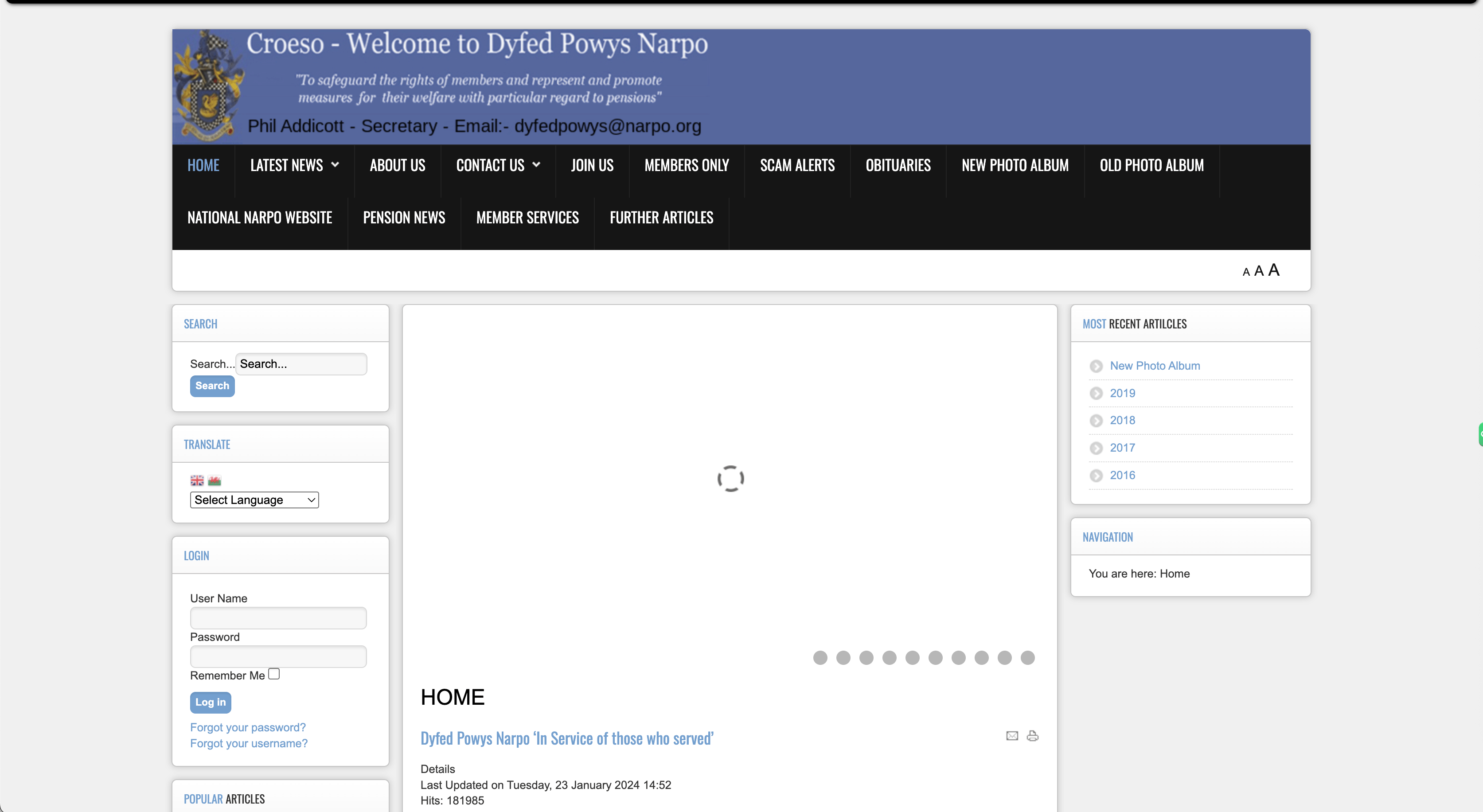 A legacy website before a rebuild