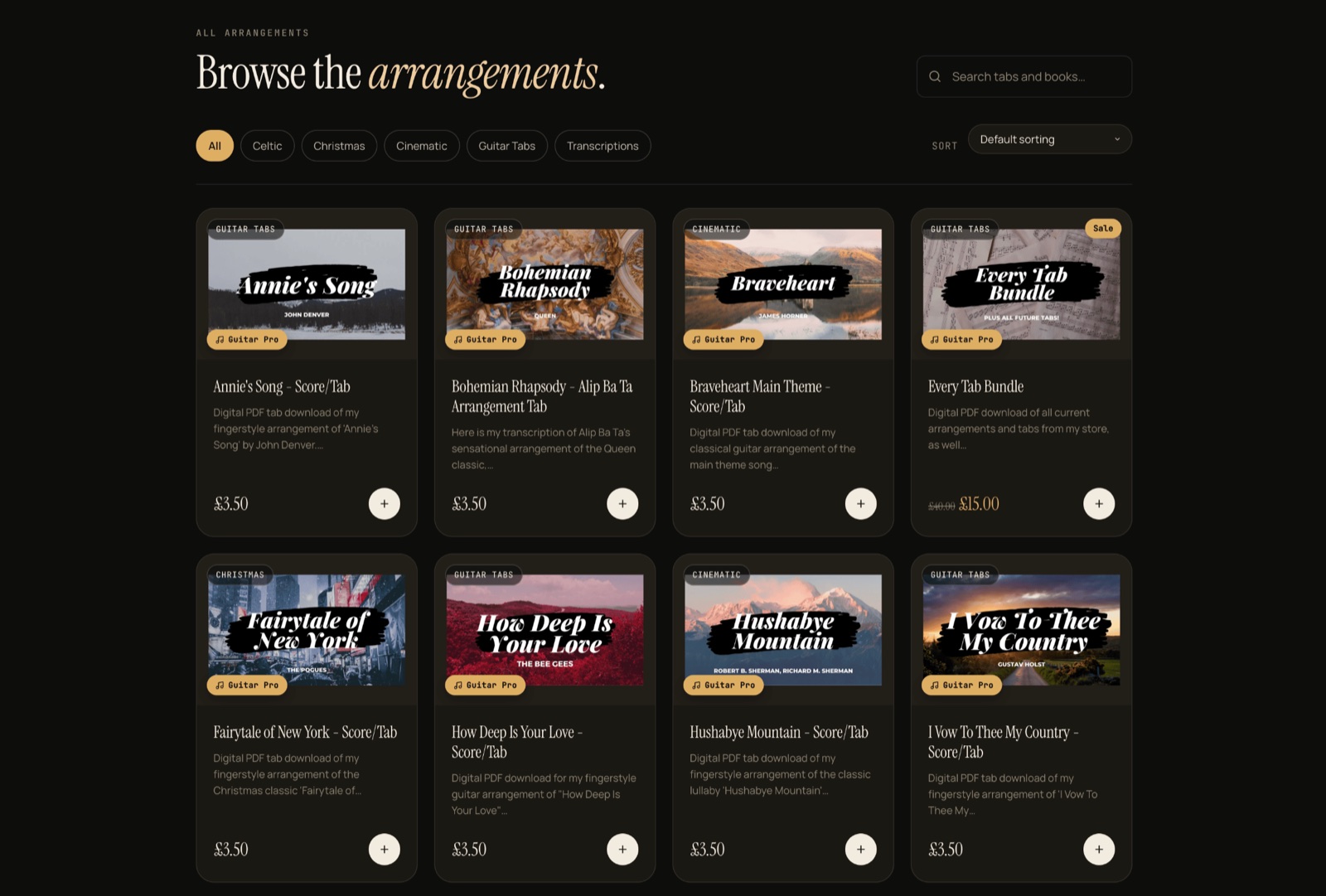 A further section of the bespoke lukemusic.co.uk theme