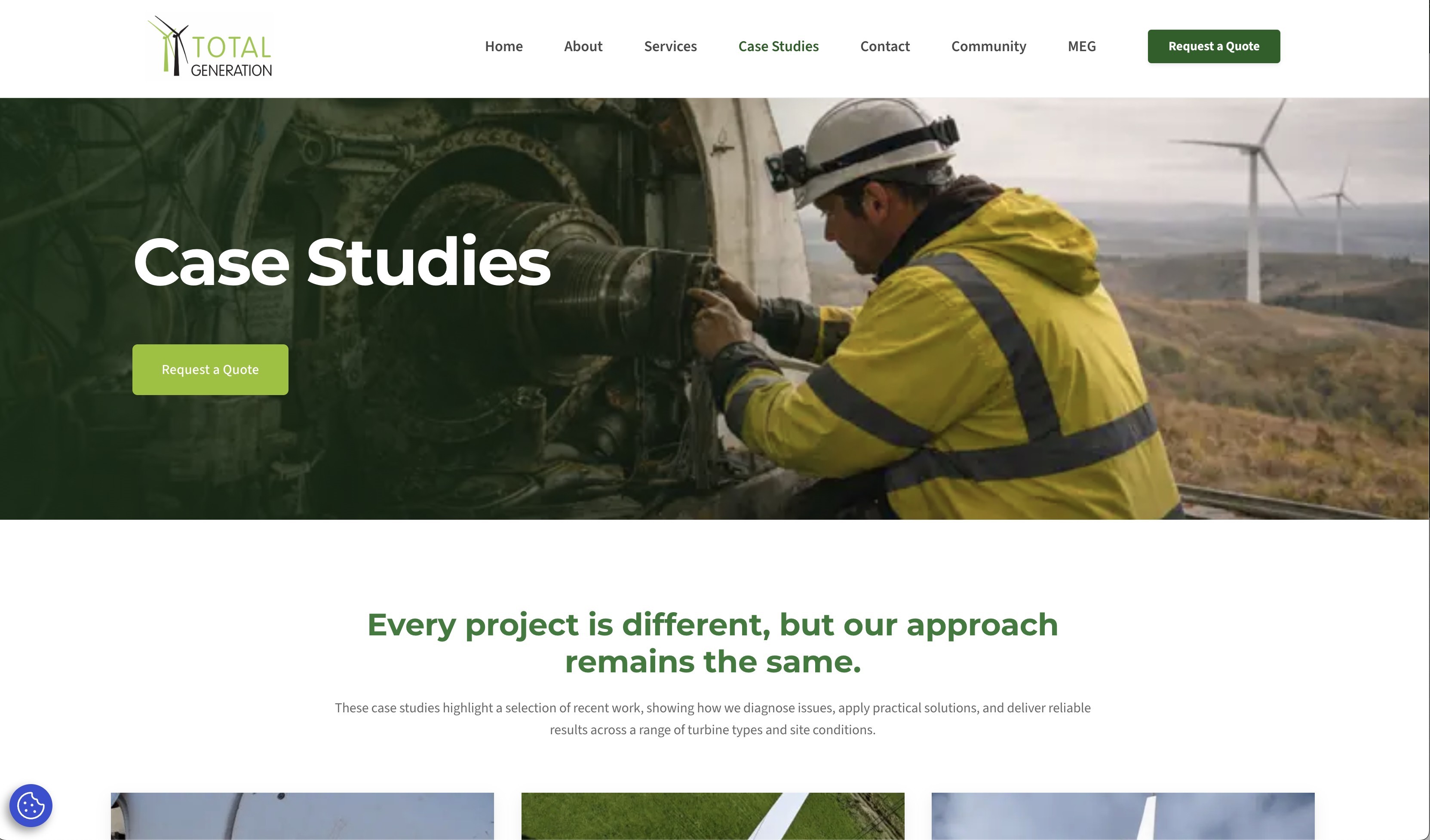 The refreshed Total Generation case studies hero section